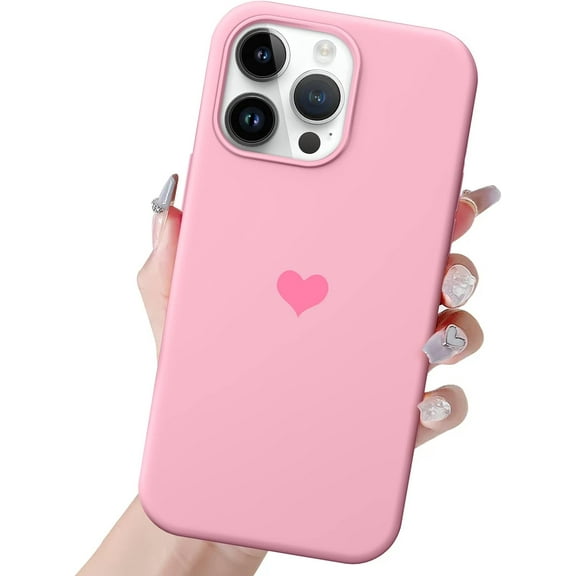 Silicone iPhone 14 Pro Case Cute Heart Lover Girly Women with Soft Anti-Scratch Microfiber Lining Protective Phone Case Cover for iPhone 14 Pro