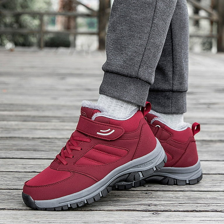 DVKOVI Shoes for Standing All Day Women Women s High Top Plus Velvet Thickening Non Slip Wear Comfortable Cotton Shoes Warm Sports Cotton Shoes Womens