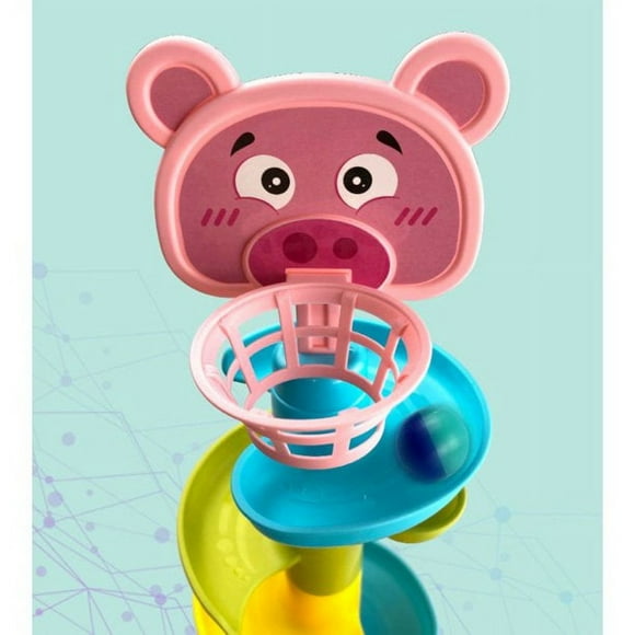 Educational Swirling Tower Toy Set for Baby and Toddler Development - 7 Layer Ball Drop Roll and Stack - Includes Drop and Go Ball Ramp with 7 Spinning Acrylic Activity Balls