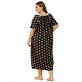 thumbnail image 4 of Zupora Women's Nightgown Loose Soft Comfy Silk Like Square Neck Short Sleeves Floral Print Bowknot Lace Trim Lounge Midi Dress Sleep Dress Nightwear for Indoor Outdoor, Plus Size, XL-4XL, 4 of 4