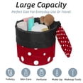 thumbnail image 2 of PhooArto Large Barrel Drawstring Makeup Bag, White Dots in Red Background Travel Cosmetic Bag Portable Make Up Organizer Bag, 2 of 6