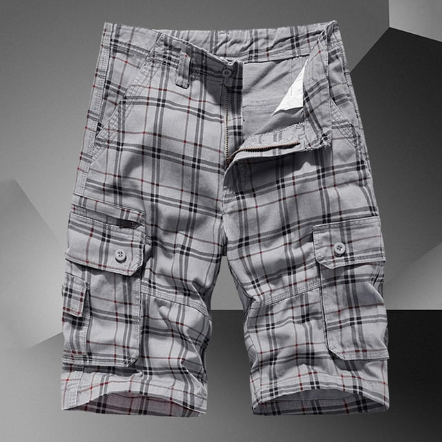 EOYWHK Shorts Cargo pour Hommes avec Multiples Poches, Shorts Bermuda de Randonnée Coupe Décontractée en Coton, Shorts de Course et d'Entraînement Respirants de Couleur Unie, P-5TG