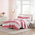 thumbnail image 2 of Betsey Johnson Banded Floral Bright Pink Brushed Microfiber Full/Queen Quilt Set, 2 of 9