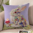 thumbnail image 5 of Pillow Covers 18x18, Easter Decorations Bunny Throw Pillow Covers, Imitation Embroidery Spring Decor for Bedroom Couch Cushion Cover, Purple, 5 of 7