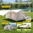 thumbnail image 3 of Lilypelle 12 Person Blow Up Camping Inflatable Tent w/ Canopy & Stove Jack & AC Port,18.4′x 9.8′x 6.9′Waterproof Oxford 2 Room Air Tent , Easy Setup Glamping Inflatable House w/ Stove Jack, 3 of 14