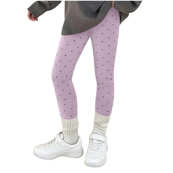 Ugoldhm Toddler Girls Cute Polka Dot Leggings High Stretch Soft Elastic Waist Trousers Breathable Pants for Kids School Uniform