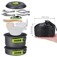 thumbnail image 4 of Camping Cookware, 15Pcs Backpacking Gear Hiking Outdoors Non Stick Camping Cookware Set 1-2 People Lightweight Compact Durable Pot Pan Bowls, 4 of 7
