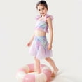 thumbnail image 6 of Tiijoy Toddler Girls Tankini Swimsuit Mesh Ruffle Bathing Suits with Swim Cap, Sizes 12-14, 6 of 8