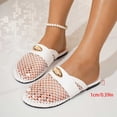 thumbnail image 5 of Women's Plus Size Mesh Slip-On Mule Flats, Round Toe with Metal Buckle, Breathable Casual Outdoor Sandals for Summer White 37, 5 of 5