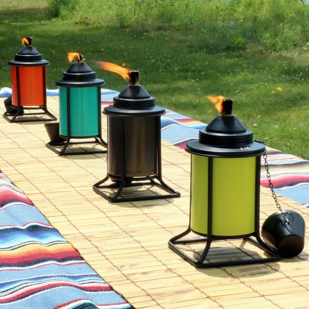 Sunnydaze Metal Tabletop Torches - Outdoor Patio and Lawn Citronella