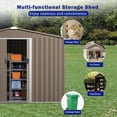 thumbnail image 5 of ALAULM 8'x6' Outdoor Storage Shed Outdoor Galvanized Metal Tool Shed with Vents & Sliding Door, Waterproof Garden Shed for Patio,Lawn,Backyard to Store Bikes,Tools-Brown, 5 of 10