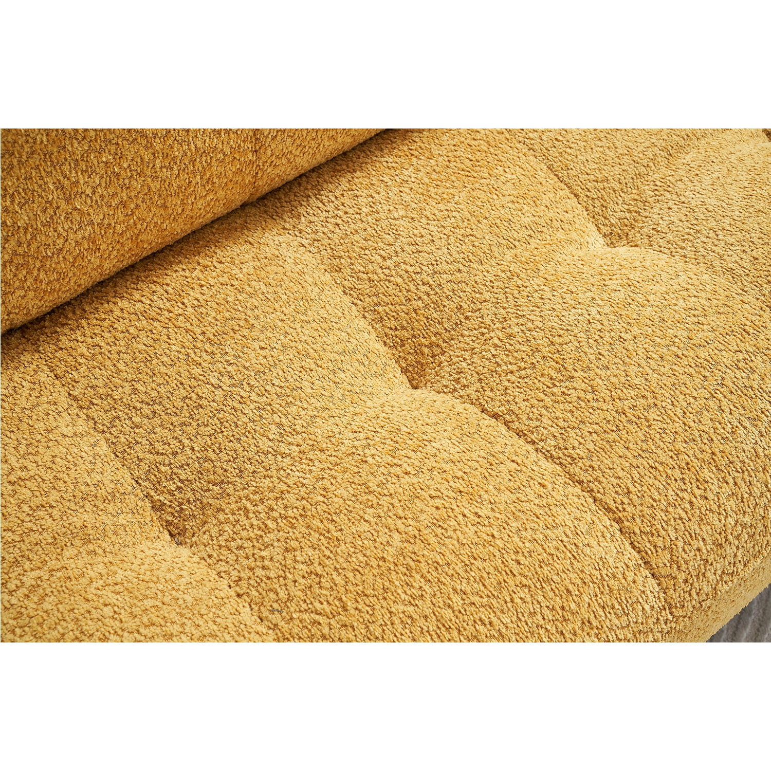 89"W Chenille 3-Seater Sofa with Pillow Top Arms and Chrome Accent Frame,Living Room Sofa Couch,Yellow