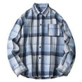 thumbnail image 2 of Yusimy Men's Long Sleeve Shirt Collared Shirt Button-Down Shirt Plaid Print Button Pockets Fashionable Casual Style, 2 of 4