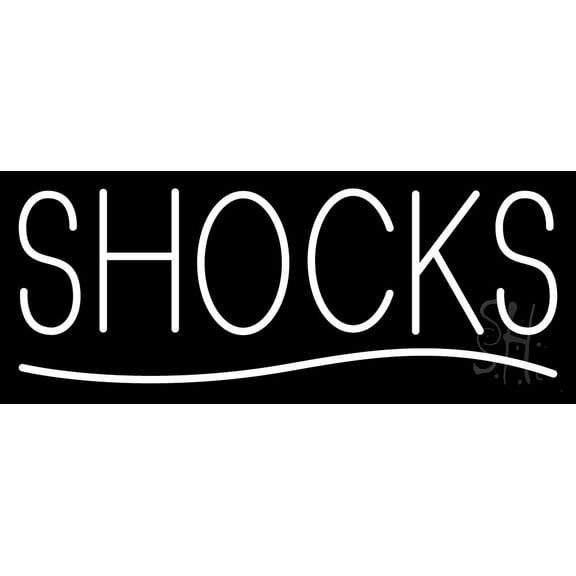 Shocks LED Neon Sign 13 x 32 - inches, Clear Edge Cut Acrylic Backing, with Dimmer - Bright and Premium built indoor LED Neon Sign for automotive store, and mall.