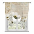 thumbnail image 2 of Rustic Flowers Tie Up Curtain 45 Inches Long, Spring White Peony Butterfly Floral Newspaper Texture Balloon Style Kitchen Window Curtain Over Sink, Small Window Rod Pocket Curtain 42"x45", 2 of 9