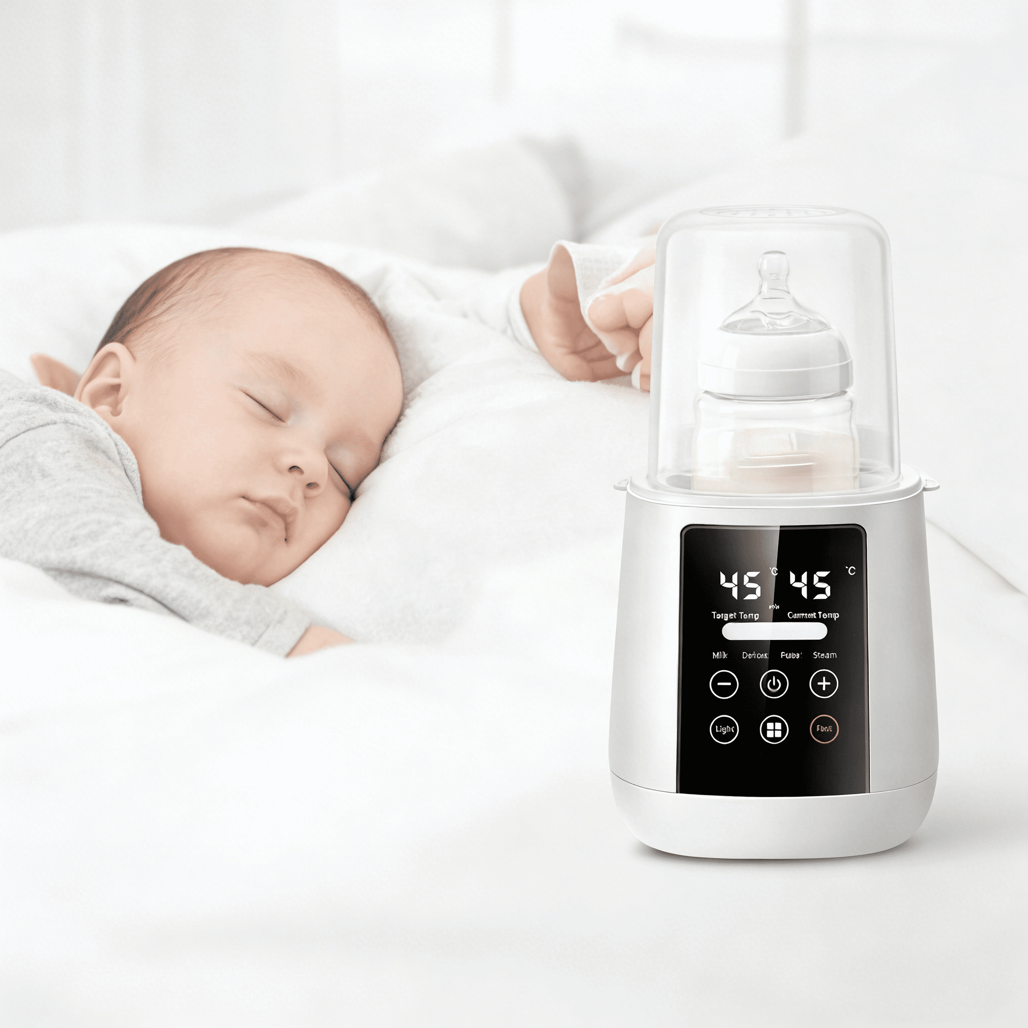 Baby Bottle Warmer, Fast Heating & Defrosting Breastmilk Warmer with Food Warming and Steam Sterilizer, Precise Temperature Control LCD Touch Scree