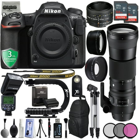 Nikon D500 20.9 mp Digital DSLR Camera with 21-600mm 4 Lens Ultimate Telephoto 128GB SD Card 25 Piece Accessory Kit