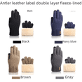 thumbnail image 4 of Guantes cálidos de punto de lana a prueba de frío para hombre, guantes de invierno con forro polar grueso para montar al aire libre y pantalla táctil, 4 of 4
