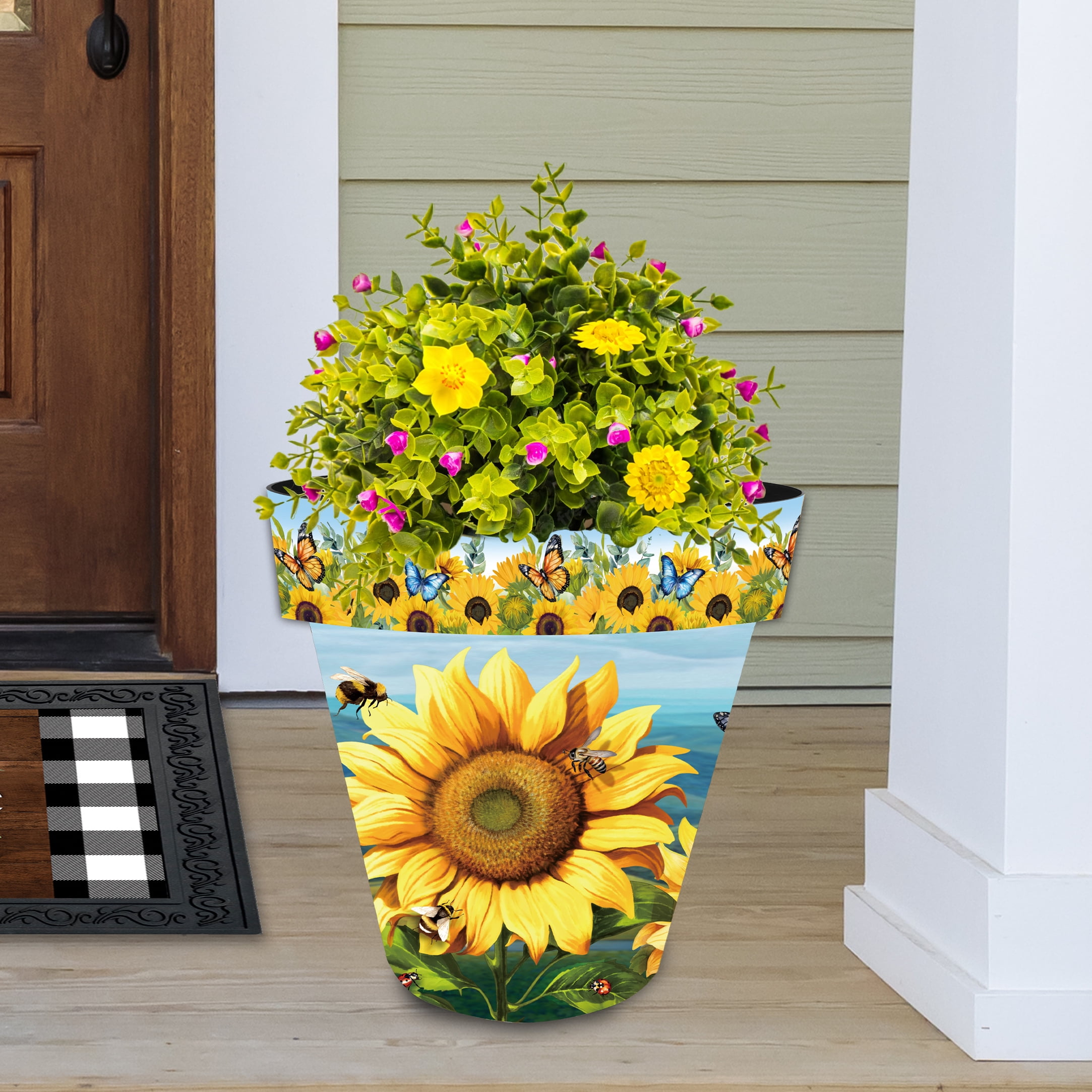 Briarwood Lane Summer Planter 14" x 15" x 15" Sunflower Dance Large For Summer Planter