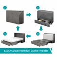 thumbnail image 3 of BALUS Murphy Bed Queen Size, Hideaway Bed with Tri-fold Mattress and Charging Socket, Solid Wood Queen Bed with Storage Drawer for Living Room/Guest Room(Grey), 3 of 9