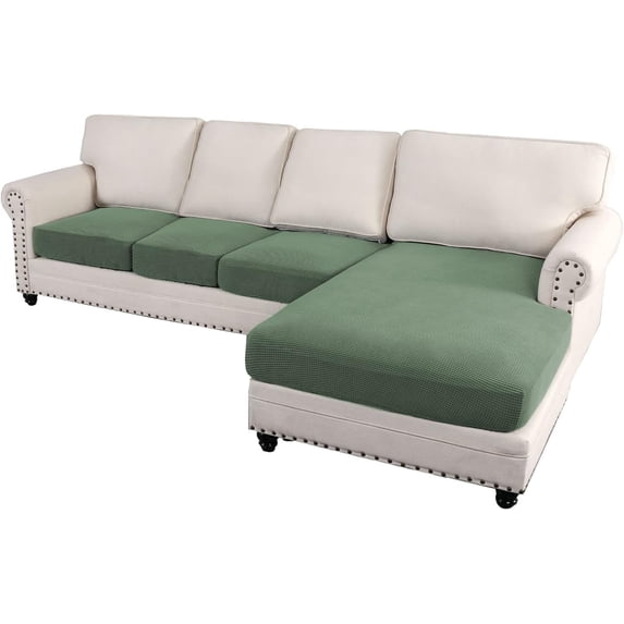 ZXNYH Sectional Couch Covers 4 Pieces Sofa Seat Cushion Covers L Shape Separate Cushion Couch Chaise Cover for Both Left/Right Sectional Couch (XL Sofa 3 Seater + 1 Chaise, Grey)