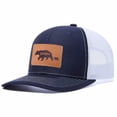 thumbnail image 3 of Papa Bear Leather Patch Embroidered Color Block Trucker Hat Unisex Adjustable Cotton Breathable Fashion Cap for Travel Daily Wear, 3 of 11