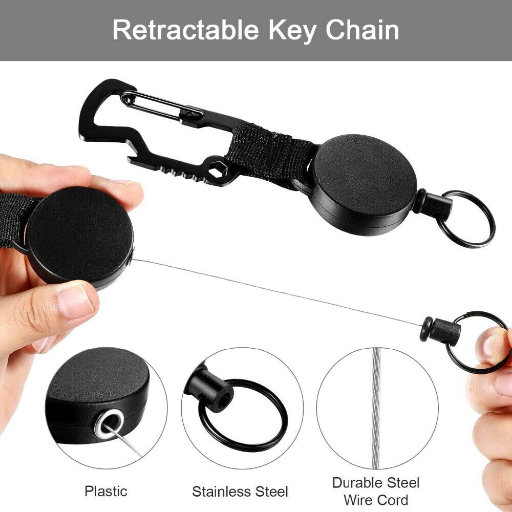 1PC Steel Wire Rope Key Chain Retractable Anti Lost Badge Reel EDC Tool