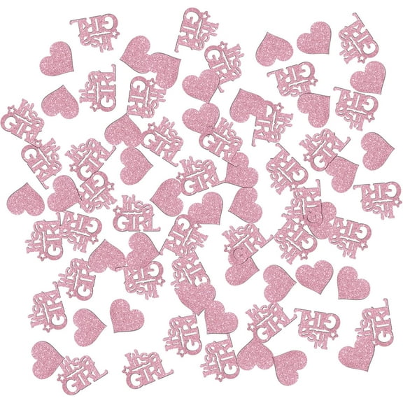 It's a Girl Confetti Pink Glitter, Baby Shower Table Decor, Gender Reveal, Girl 1st Birthday Scatter Confetti, Princess Table Decorations, 120pcs