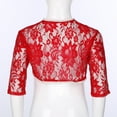 thumbnail image 3 of TiaoBug Kids Girls Floral Lace Cardigan shawls Sheer Pearls Cropped Shrugs for Party Dress Red 2-4, 3 of 7