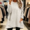 thumbnail image 4 of Wlynlyn Womens Crewneck Sweatshirts Long Sleeve Fleece Sweater Tops Casual Winter Warm Long Pullover Tops with Pockets(X-Large,White), 4 of 5