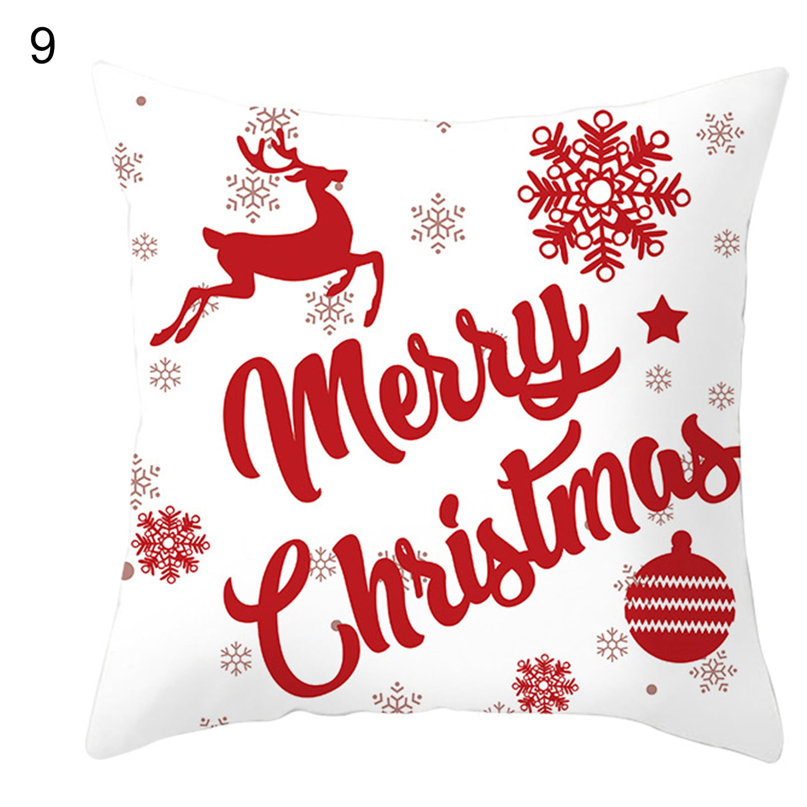 18'' Red Merry Christmas Pillowcase Sofa Peach Skin Throw Cushion Cover Xmas 
