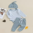 thumbnail image 3 of Baby Clothes Set  Romper with Long Sleeve Striped Pants and Hat, 3 of 9