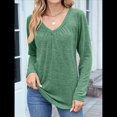 thumbnail image 4 of Camisetas de Larga para Mujer, Cuello en V, Suaves, Básicas, Holgadas, Informales, Moda de Otoño. Verde XXL, 4 of 10