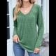thumbnail image 4 of Camisetas de Larga para Mujer, Cuello en V, Suaves, Básicas, Holgadas, Informales, Moda de Otoño. Verde L, 4 of 10