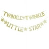 Twinkle Twinkle Little Star Gold Glitter Banner for Baby Shower/Kids Birthday Party Sign Decorations