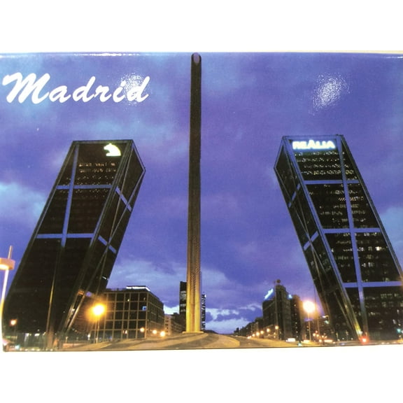 Madrid Spain Gate Of Europe Towers Fridge Collector's Souvenir Magnet 2.5 inches X 3.5 inches
