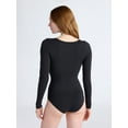 thumbnail image 3 of Joyspun Women's Seamless Scoop Neck Brief Bodysuit with Long Sleeves, Sizes XS-3XL, 3 of 7