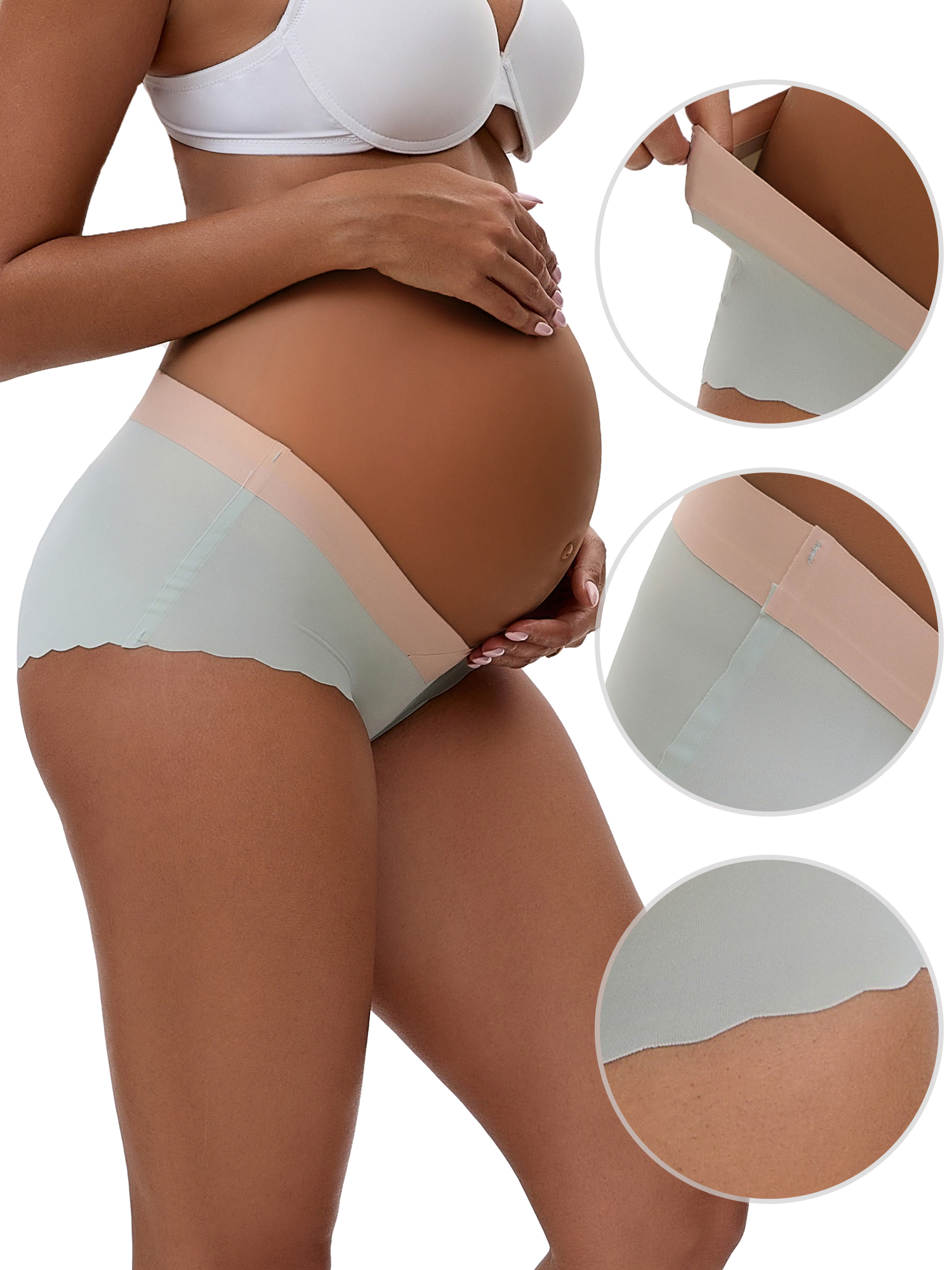 DARING DIVA Women's Ice Silk Wave Edge Maternity Panties XL Green