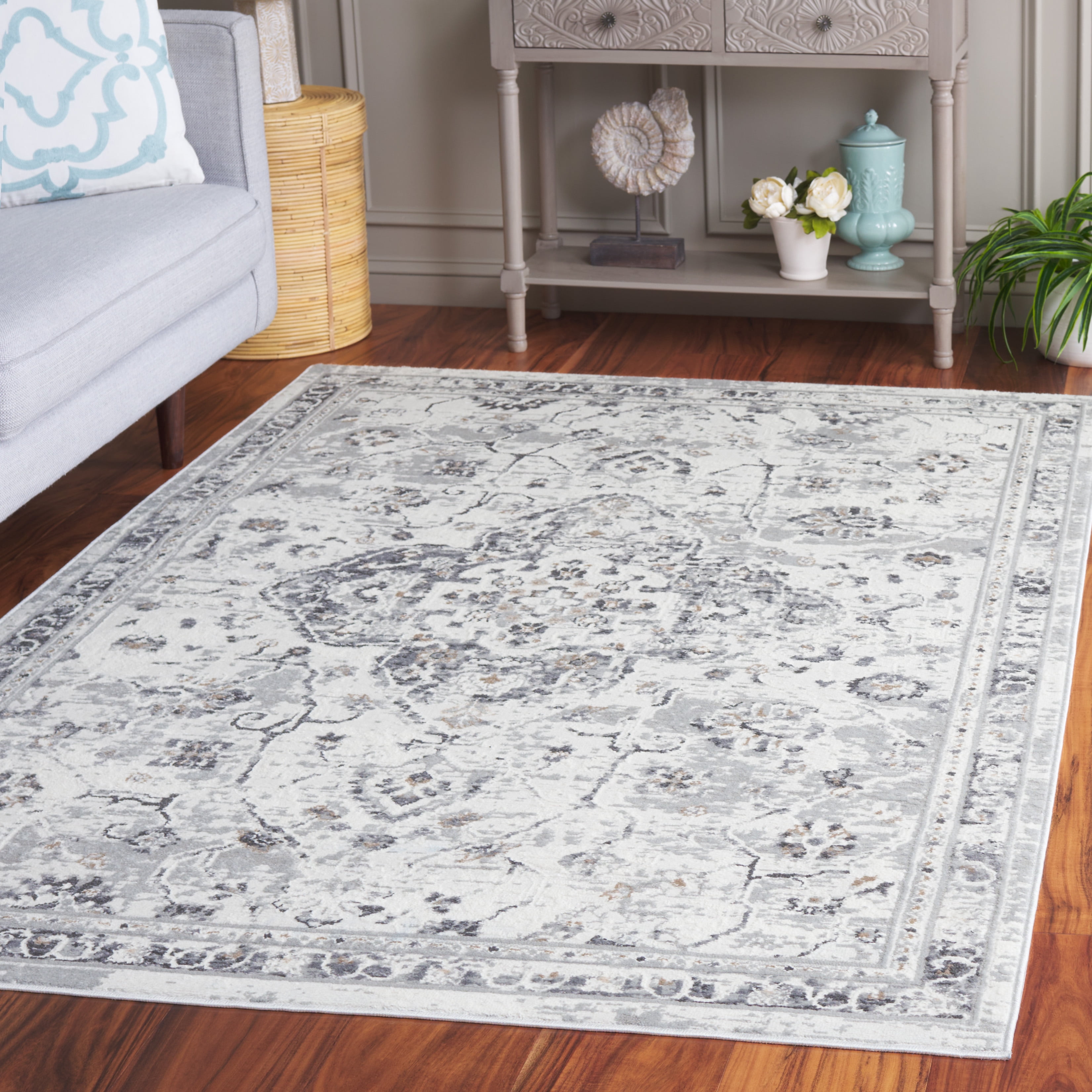 SAFAVIEH Riverfront Shivan Ethan Oriental Area Rug, Ivory/Grey, 5' x 7'