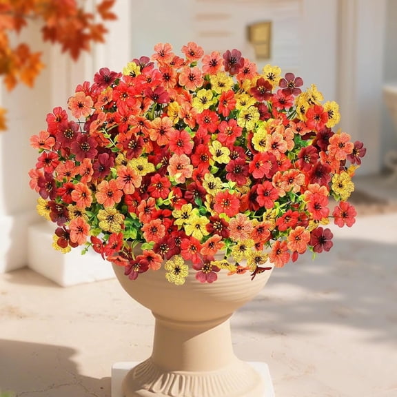 Lyacmy 14 Bundles Artificial Fall Flowers for Outdoors, UV Resistant Daisy Fake Mums Autumn Fall Decorations for Home Garden Porch