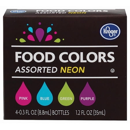 Kroger Assorted Neon Food Coloring 4 ct / 0.3 fl oz - Pack of 1