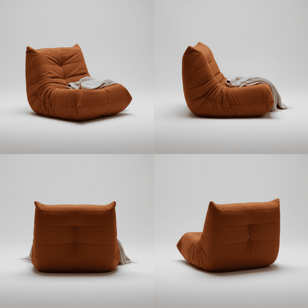 MOONMISS Armless Bean Bag Chairs for Adults,Memory Foam Bean Bag Chair for Living Room Bedroom Office，Orange