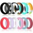 thumbnail image 4 of 12 Pack Silicone Wedding Ring, Premium Medical Grade Wedding-Bands, Outdoor Activities, Sports, Gym, Comfortable Fit & Skin Safe, Antibacterial For Women(Size 8), 4 of 4