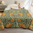 thumbnail image 3 of William Morris Vintage Floral Blanket,Rustic Soft Flannel Lightweight Blanket,Sage Green/Orange Botanical Throw Blanket for Living Room Sofa Decor,Gifts Blanket for Women Girls All Seasons 50x60 inch, 3 of 6
