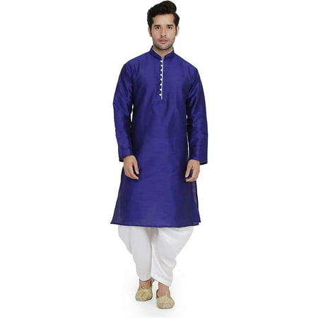 

Royal Kurta Mens Art Silk Blend Kurta and Salwar Set Royal Blue 40