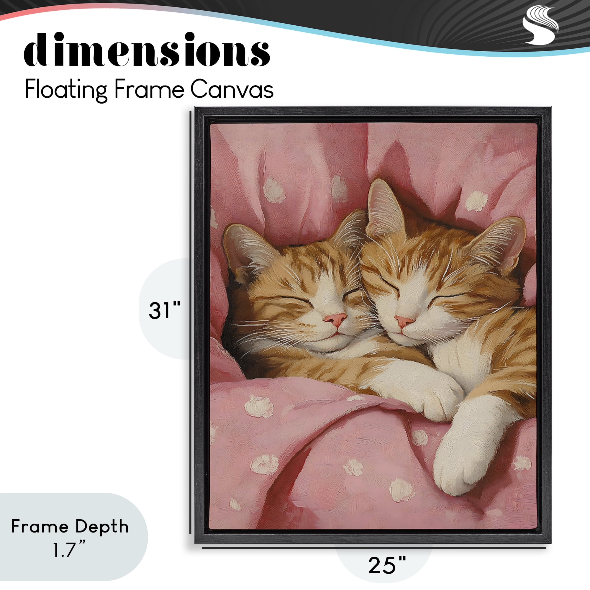 Stupell Industries Sleeping Orange Cats Embrace Black Framed Floater Canvas Wall Art, design by The Prints Vibe