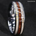 thumbnail image 5 of Tungsten Rings for Men Wedding Bands for Him Womens Wedding Bands for Her 8mm Silver With Antler Koa Wood, 5 of 8