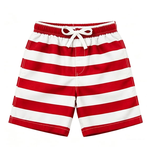 OSOLU Children Boys Swim Trunks Shorts Black White Striped Print Summer Pool Wear Indoor Outdoor Activities Travel Beach Shorts