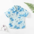 thumbnail image 2 of Odeerbi Toddler Boys Hawaiian Shirt Kids Baby Summer Beach Hawaiian Top 2025 Casual Beach Wear Print Short Sleeve Cotton Shirt Sky Blue 3-4 Years, 2 of 9