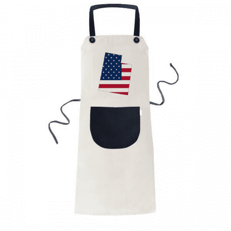 

Utah America USA Map Stars Stripes Flag Apron Adjustable Bib Cotton Linen BBQ Kitchen Pocket Pinafore